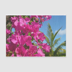 Papier Mousseline Bougainvilliers et palmiers paysage tropical