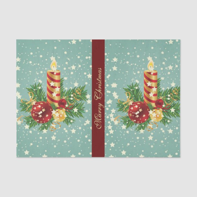 Papier Mousseline Bougie De Noël Et Flammes De Neige (Recto)