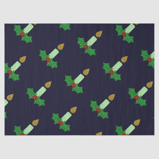 Papier Mousseline Bougie de Noël parties scintillant (Recto)