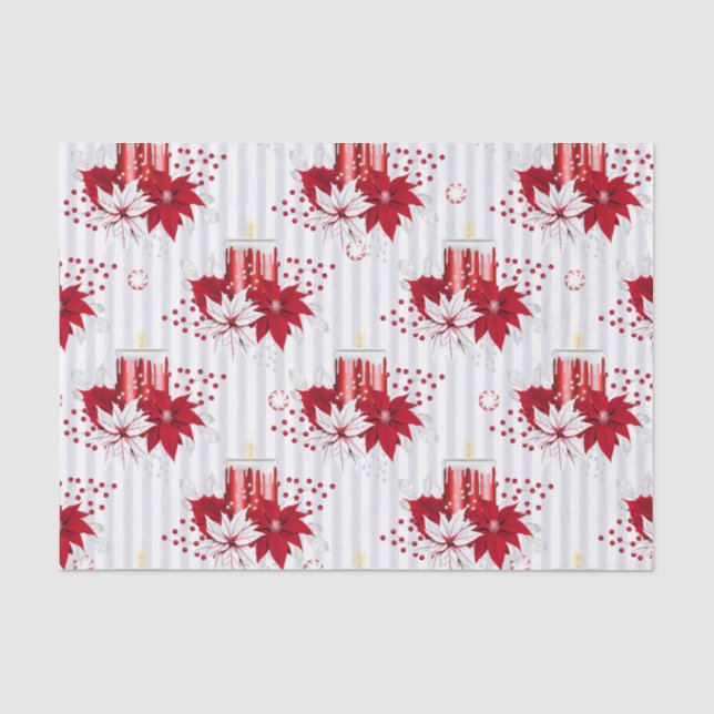 Papier Mousseline Bougies & Poinsettia (Recto)