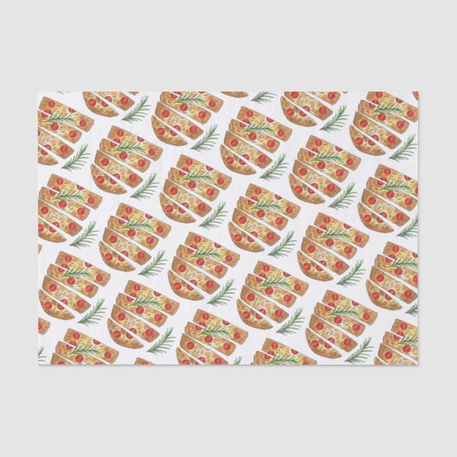 Papier Mousseline Boulangerie italienne Focaccia Huile d'olive Pain  (Recto)