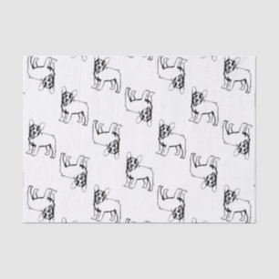 Papier Mousseline Bouledogues français blancs et noirs