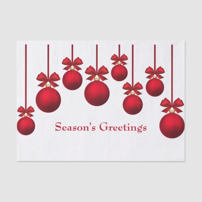 Papier Mousseline Boules rouges de Noël de Noël avec le ruban (Recto)