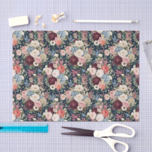 Papier Mousseline Bouquet Abondant de Marché Fleuriste de Luxe