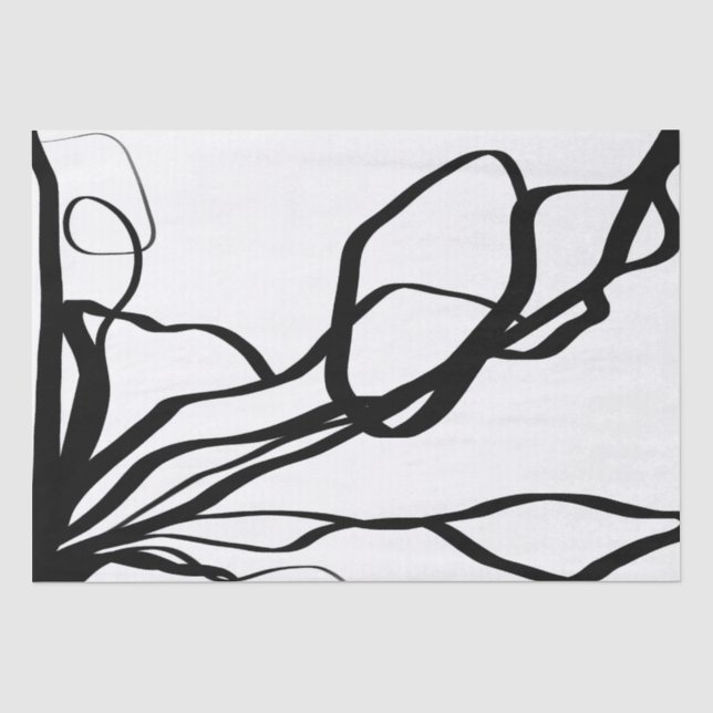 Papier Mousseline Bouquet Blanc : Abstrait blanc & noir (Recto)