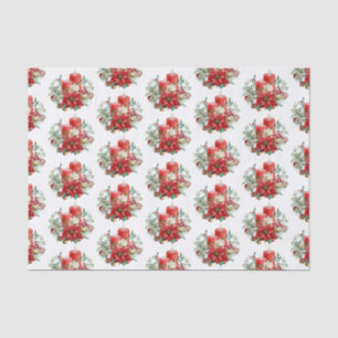 Papier Mousseline Bouquet de bougies et Poinsettia Motif de Noël
