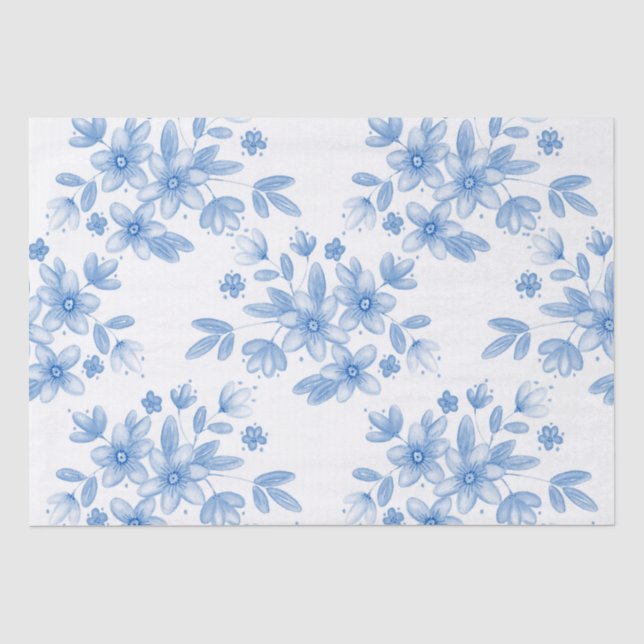 Papier Mousseline Bouquet de couleur bleu Motif (Recto)