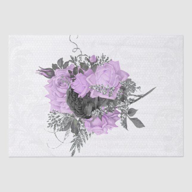 Papier Mousseline Bouquet de dentelle florale violet-noir (Recto)
