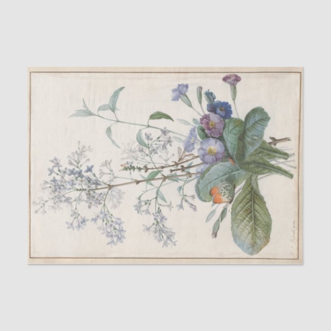 Papier Mousseline Bouquet de fleurs aux insectes de Redoute (Recto)