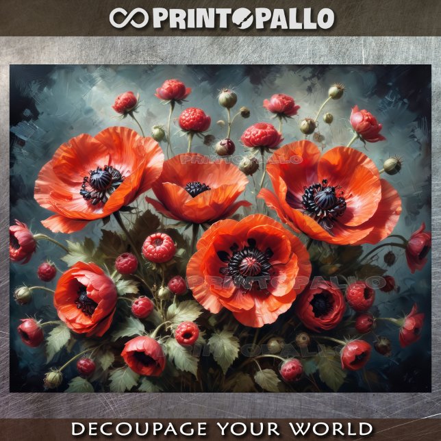 Papier Mousseline Bouquet de fleurs de pavots contre arrière - plan  (Créateur téléchargé)