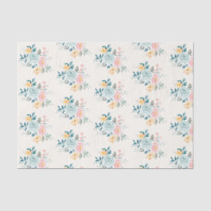Papier Mousseline Bouquet de fleurs rose et bleu élégant