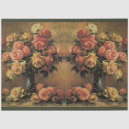 Papier Mousseline Bouquet de fleurs vintage Rose or Floral Découpage