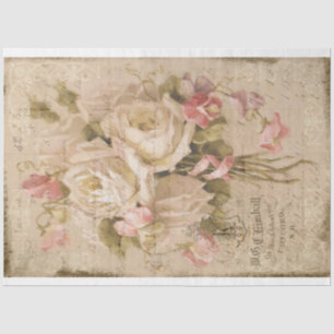 Papier Mousseline Bouquet de Roses Roses blanches sur LedgerTissue P