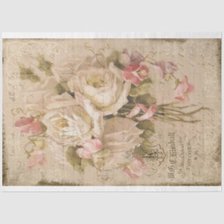 Papier Mousseline Bouquet de Roses Roses blanches sur LedgerTissue P