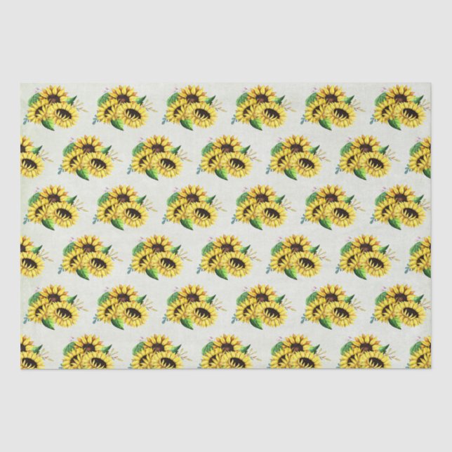 Papier Mousseline Bouquet de tournesol jaune en aquarelle (Recto)