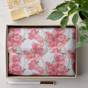 Papier Mousseline Bouquet d'eau bougainvillée rose corail rouge en a