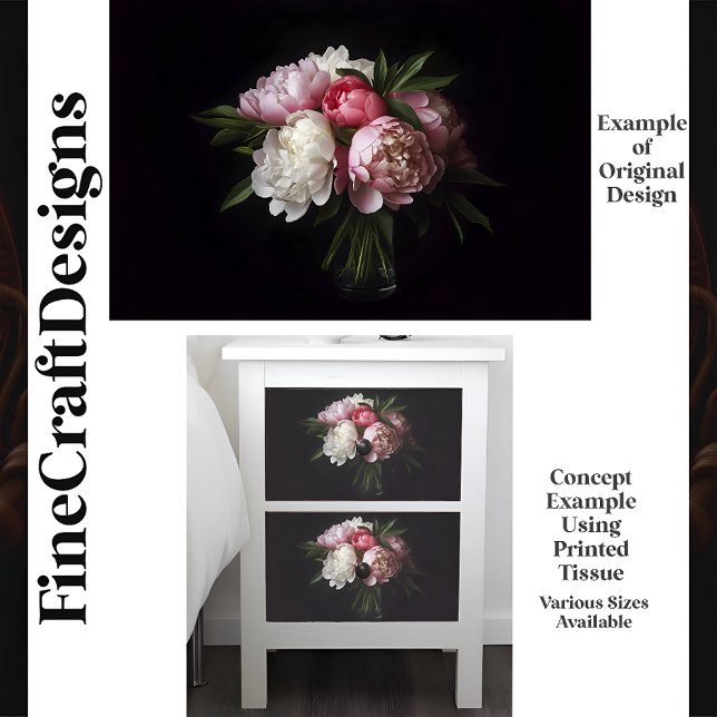 Papier Mousseline Bouquet floral G9 Découpage blanc et rose (Créateur téléchargé)