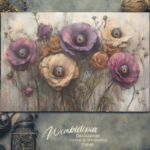 Papier Mousseline Bouquet Floral Imaginaire Gothique Avec Yeux Décou