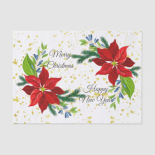 Papier Mousseline Bouquet floral Poinsettia, Découpage Noël