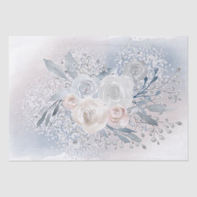 Papier Mousseline bouquet rose aquarelle (Recto)