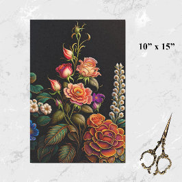 Papier Mousseline Bouquet rose floral Petite oeuvre d'art