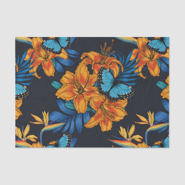Papier Mousseline Bouquet tropical (Recto)