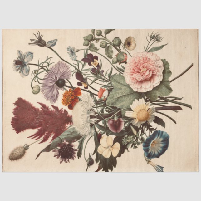 Papier Mousseline Bouquet vintage de fleurs (Recto)