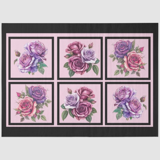 Papier Mousseline Bouquets de roses de lavande démoulé (Recto)