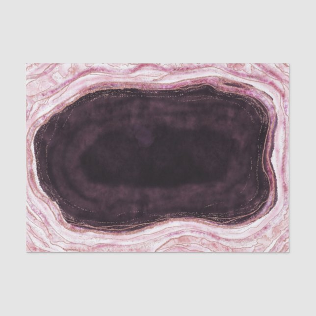 Papier Mousseline Bourgogne et Rose Gold Geode Agate Rock Mariage (Recto)