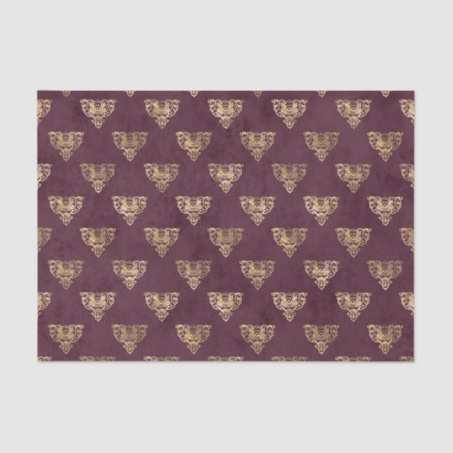Papier Mousseline Bourgogne mythique et or (Recto)