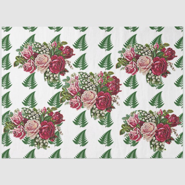 Papier Mousseline Bourgogne Rouge Rustique Rose Mariage campagnard F (Recto)
