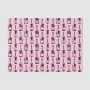 Papier Mousseline Bouteille de champagne rose et Empreinte de léopar