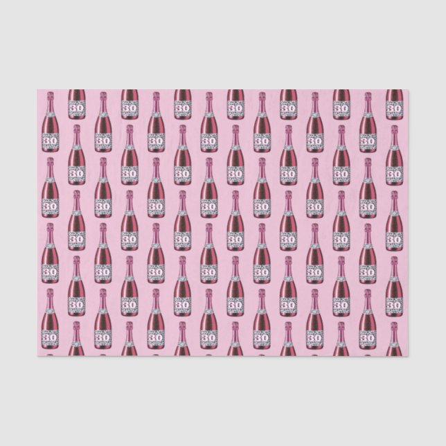 Papier Mousseline Bouteille de champagne rose et Empreinte de léopar (Recto)