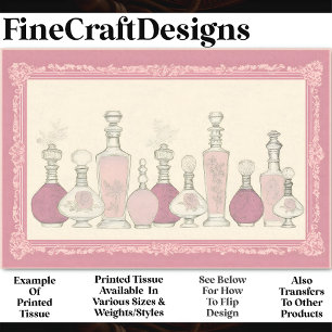 Papier Mousseline Bouteilles de parfum florales vintage rose AE6 déc