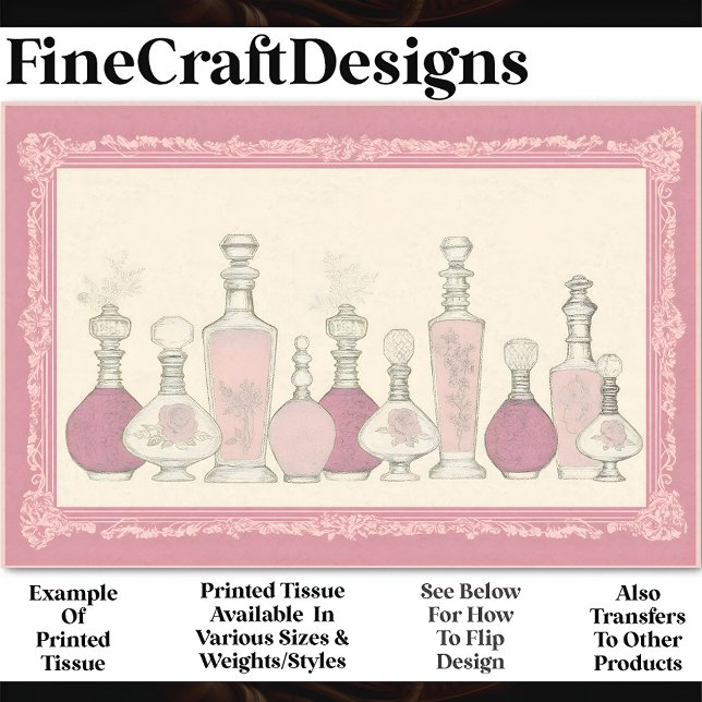 Papier Mousseline Bouteilles de parfum Vintage rose AE6 Découpage (Créateur téléchargé)