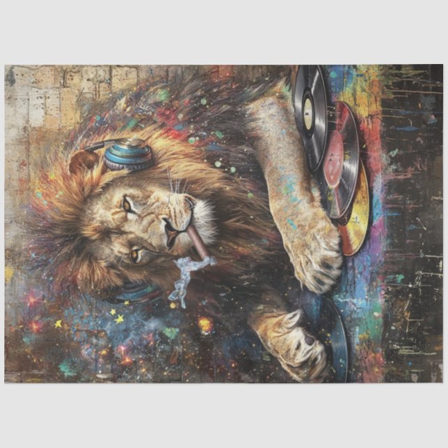 Papier Mousseline Boutique Abstraite de disques Lion Vinyl Decoupage (Recto)