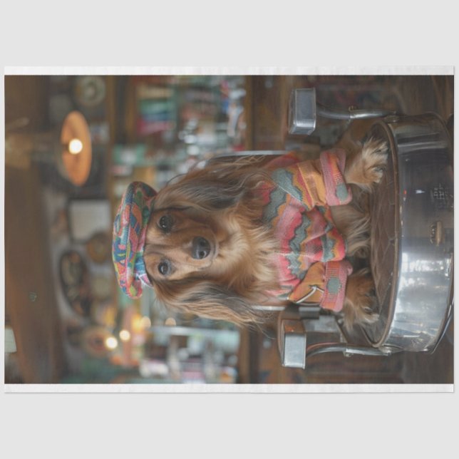 Papier Mousseline Boutique Boho Dachshund de découpage (Recto)