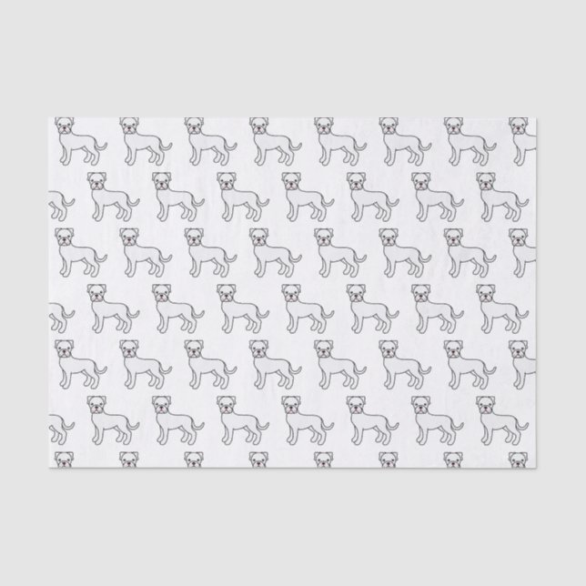 Papier Mousseline Boxe blanche mignonne Motif de dessin de chien (Recto)