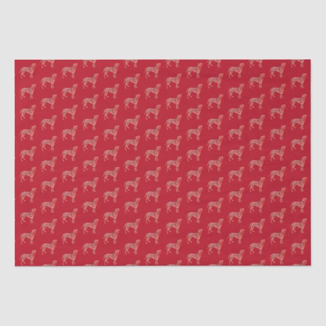 Papier Mousseline Boxe Noël Chien mignon Silhouette Rouge (Recto)