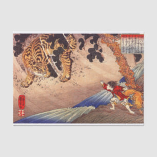 Papier Mousseline Boy Fights Tiger, Kuniyoshi, Ukiyoe