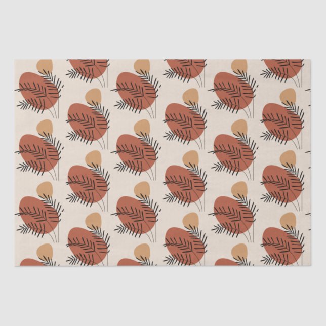 Papier Mousseline Branche Boho Abstraite Plante Art Décor Neutre (Recto)