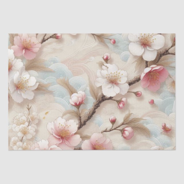 Papier Mousseline Branches de fleurs d'Apple (Recto)