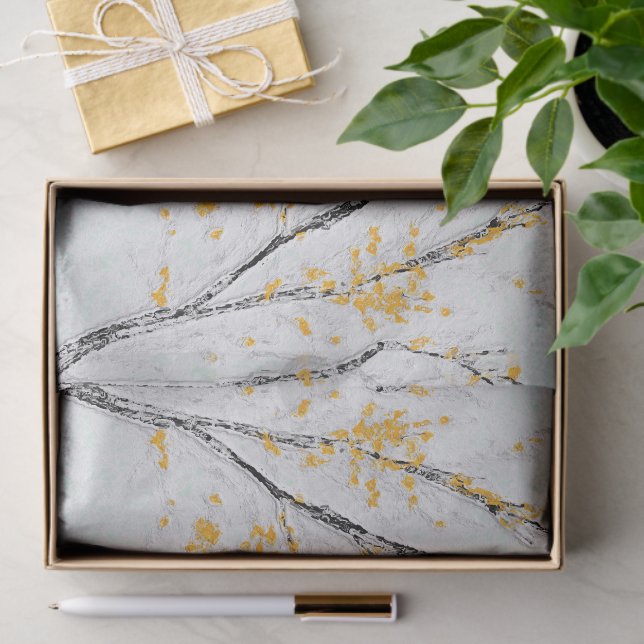 Papier Mousseline Branches de l'arbre d'automne avec feuilles de aut (Cadeau)