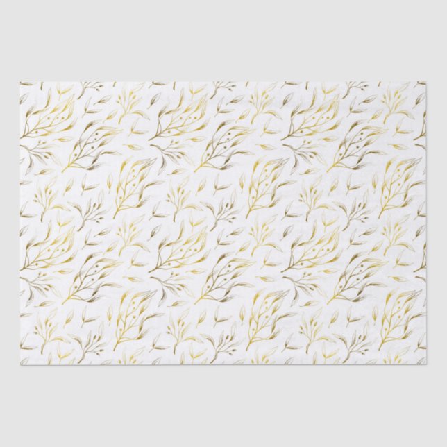 Papier Mousseline Branches de soufflage botanique en or (Recto)