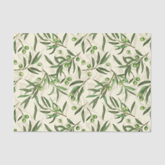 Papier Mousseline Branches d'olivier aquarelle