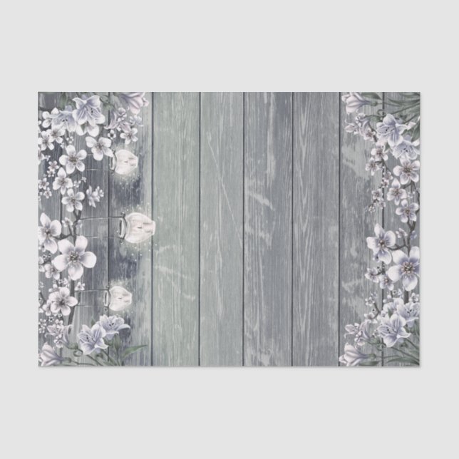 Papier Mousseline Branches et lanternes en fleurs de cerisier Mariag (Recto)