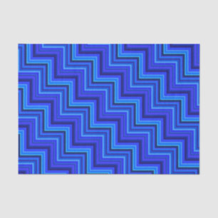 Papier Mousseline Brayures bleues escaliers motif