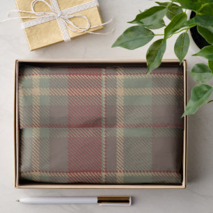 Papier Mousseline Brick rouge Tartan de Noël ID1141A