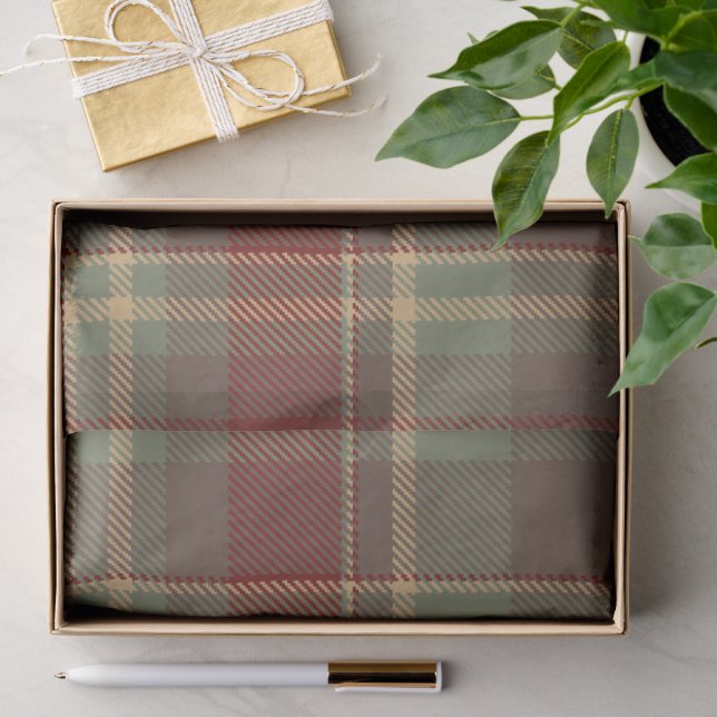 Papier Mousseline Brick rouge Tartan de Noël ID1141A (Cadeau)