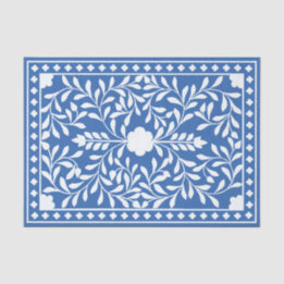 Papier Mousseline Bright Blue Traditional Bone Inlay Decoupage Paper